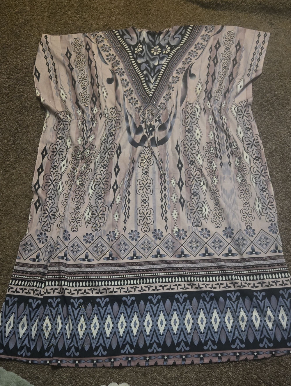 Boho V-Neck Women's Tunic Top in Dusty Pink One Size